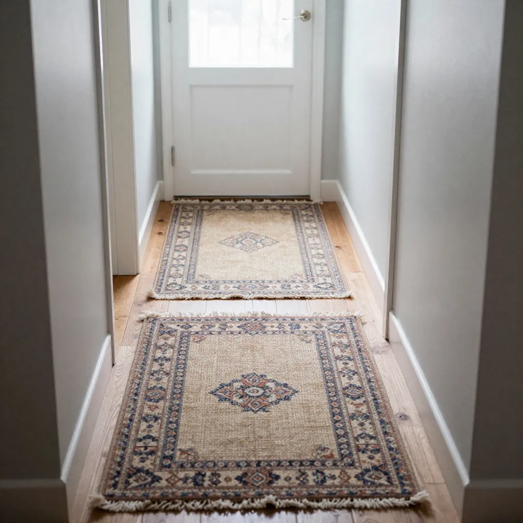 Moderne inngang med minimalistisk teppe